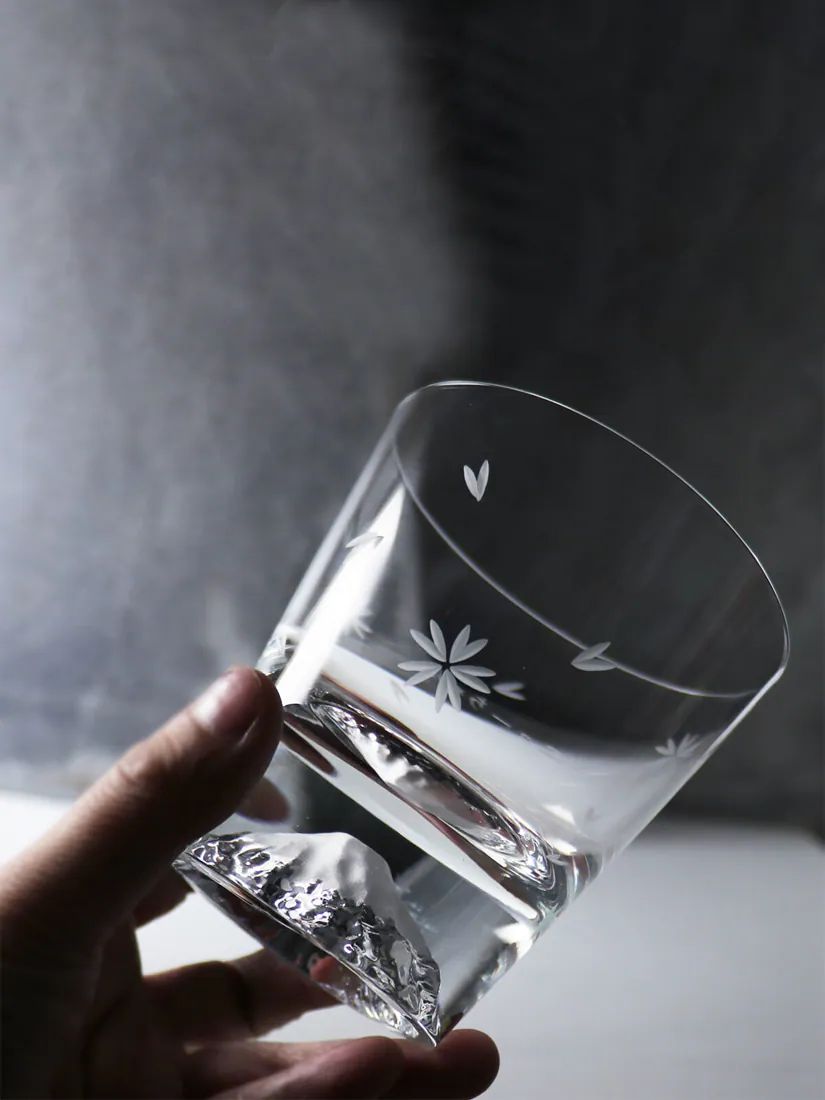 江戶硝子 櫻花富士山威士忌杯