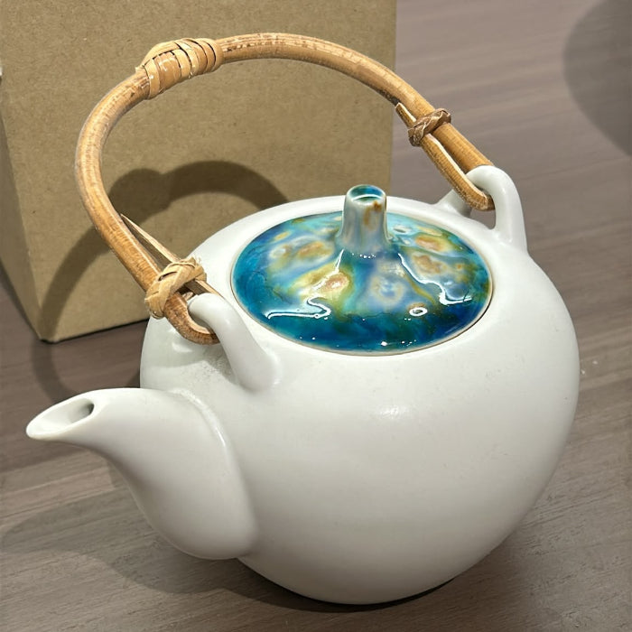 Marbled clay teapot