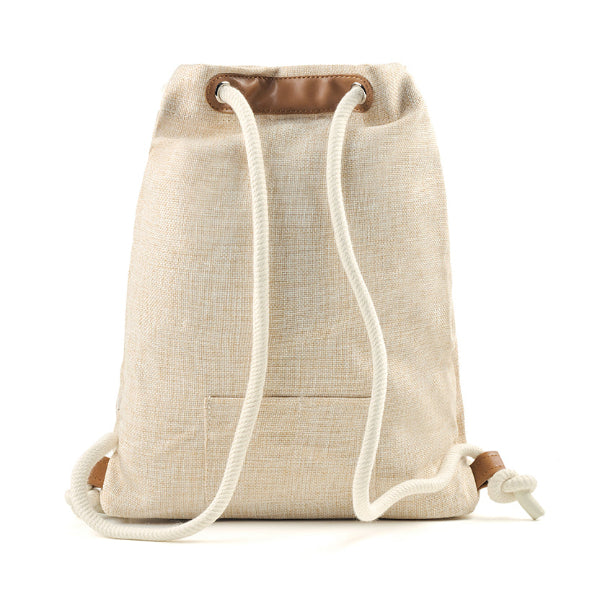 Back view of the Light of Dawn Sake Bag in linen at Grandmama Store in Hong Kong.