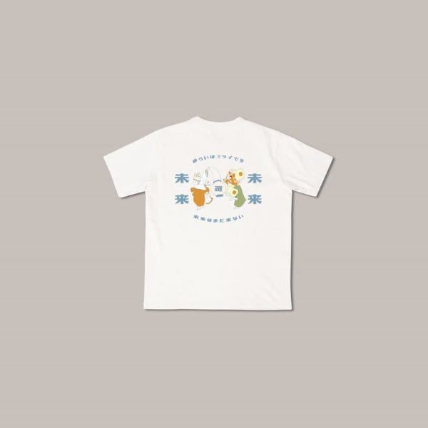 Back view of the white Dancing Cat Tee (Summer Festival edition) at Grandmama Store in Hong Kong.