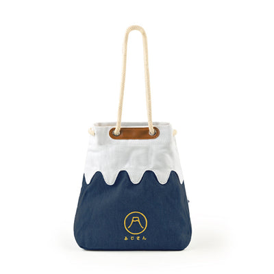 Front studio view of the dark navy blue Mt. Fuji sake bag at Grandmama Store in Hong Kong.