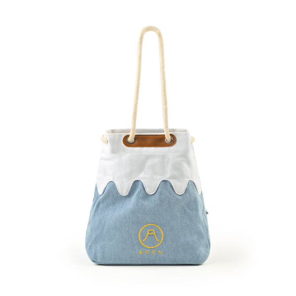 Front studio view of the light blue Mt. Fuji sake bag at Grandmama Store in Hong Kong.