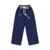 Kamon Japanese Waist Rope Pants-Lion Rock｜Navy blue