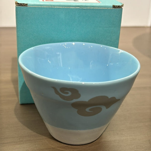 Front view of sky-blue Mt. Fuji Ceramic Tea Cup with box at Grandmama Store in Hong Kong