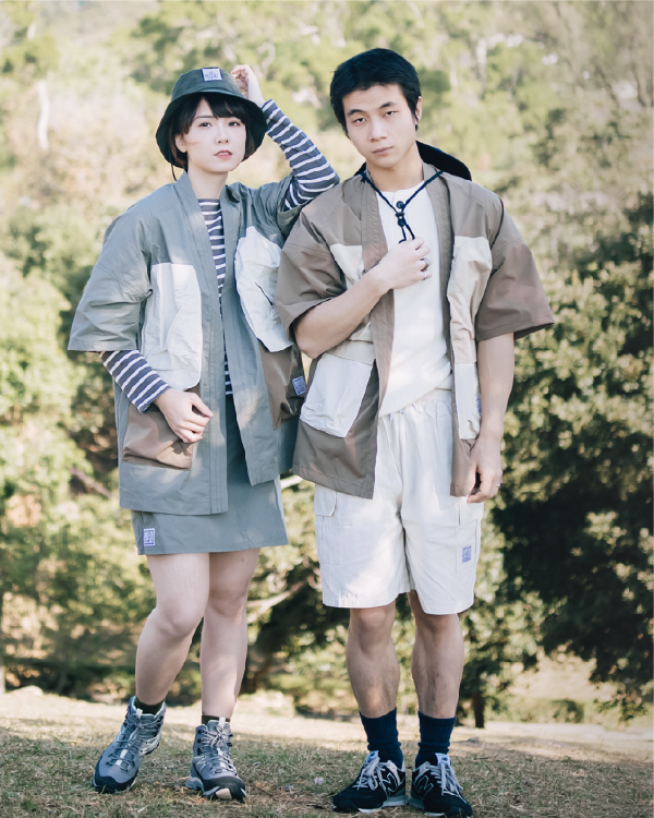 Full-body lookbook shot of the Morikawa Yama Kimono Jacket at Grandmama Store in Hong Kong.