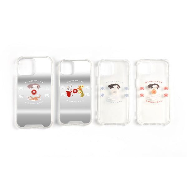 Lineup of mirror and clear Lazy Cat Phone Cases at Grandmama Store in Hong Kong.