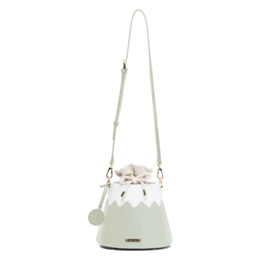 Mint green Mt. Fuji Goen Bag in Forest colourway with crossbody strap at Grandmama Store in Hong Kong.
