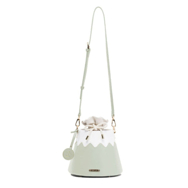 Mint green Mt. Fuji Goen Bag in Forest colourway with crossbody strap at Grandmama Store in Hong Kong.