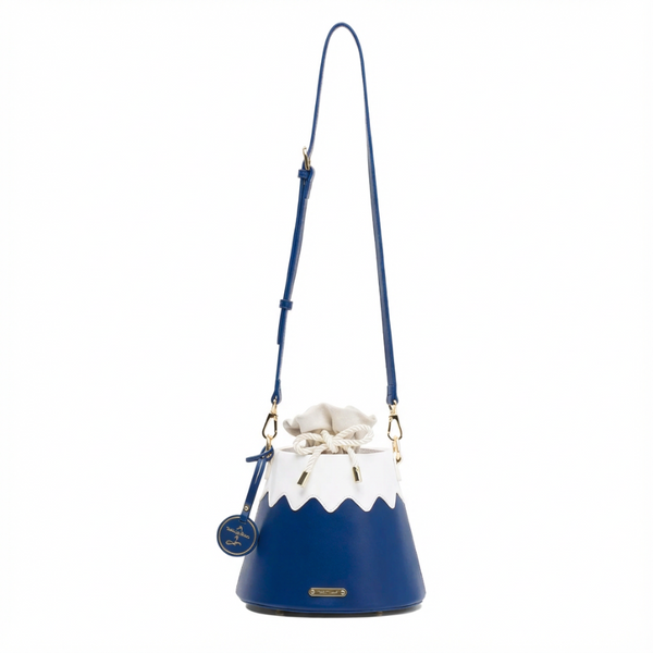 Navy blue Mt. Fuji Goen Bag in Night colourway with crossbody strap at Grandmama Store in Hong Kong.