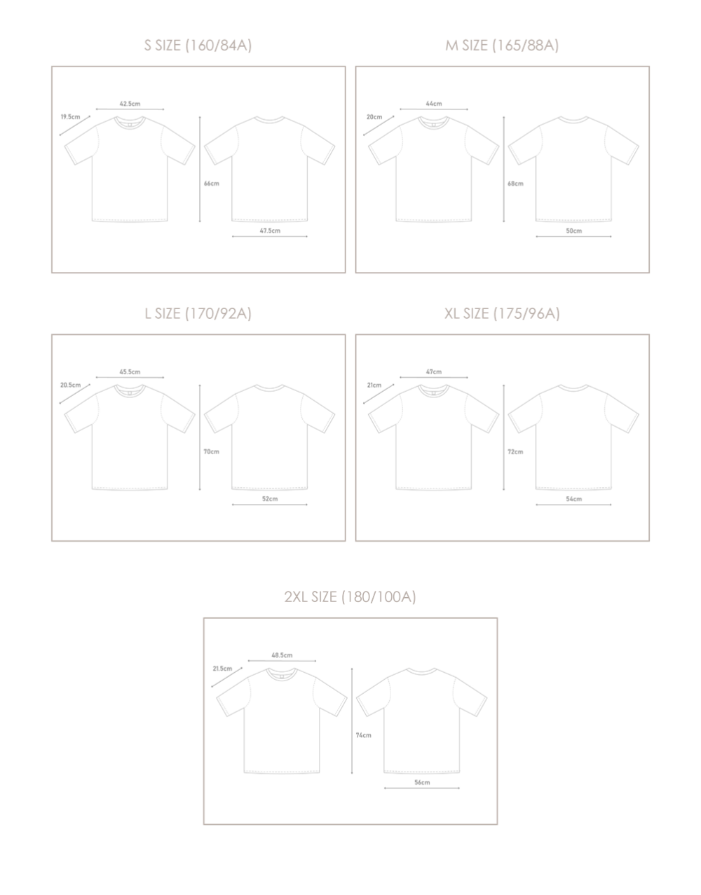 Size chart and measurement guide for the Dancing Cat Tee at Grandmama Store in Hong Kong.