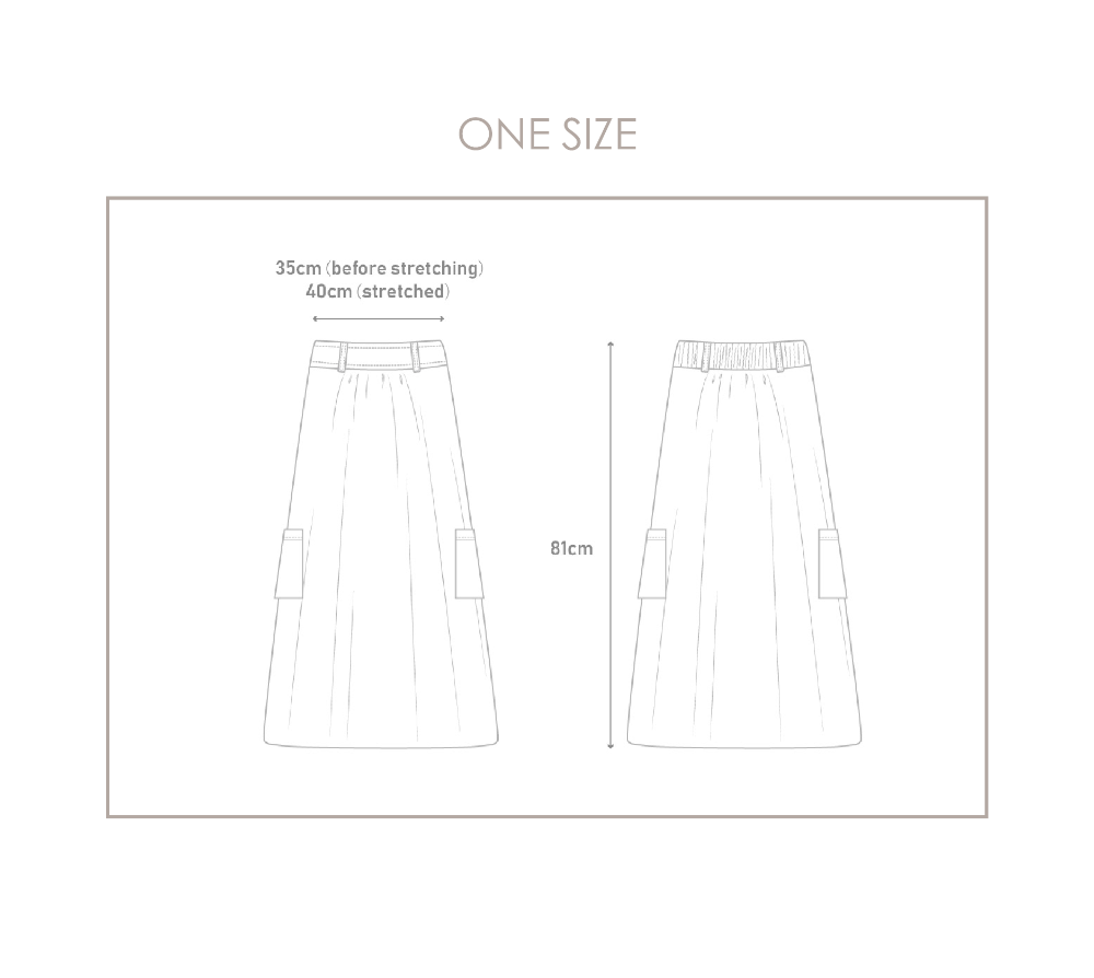 Size guide diagram showing measurements for the Yama Ocean Pocket Dress at Grandmama Store in Hong Kong.