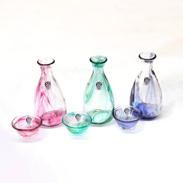Spiral Pattern Sake carafes and matching One Cup sake glasses at Grandmama Store in Hong Kong