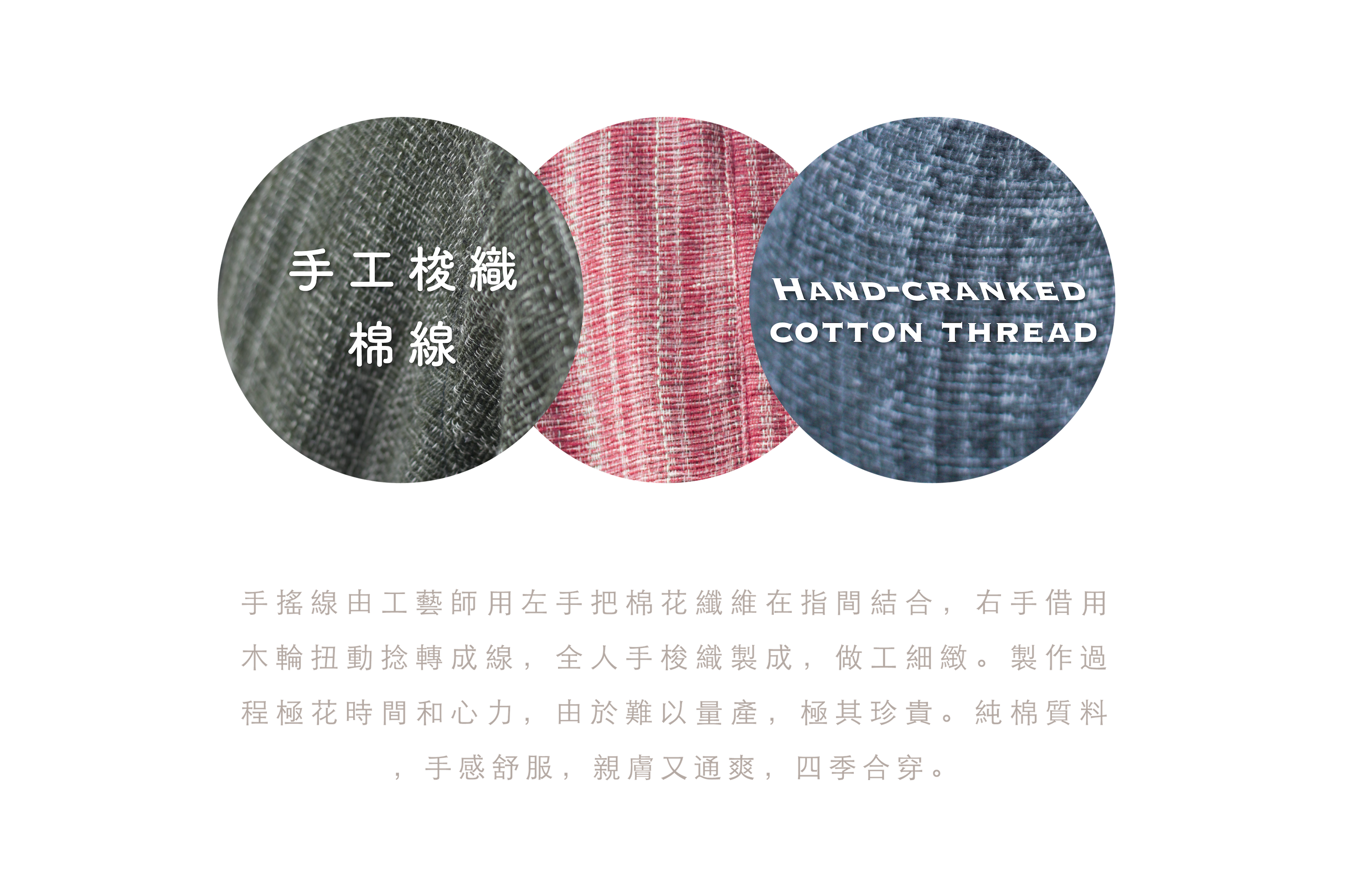 Kimono hand-cranked cotton thread shuttle woven fabric graphic at Grandmama Store in Hong Kong.