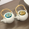 Marbled clay teapot