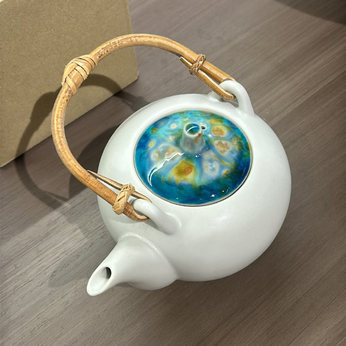 Marbled clay teapot