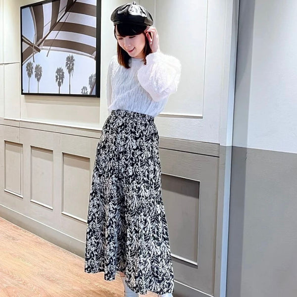 Brushstroke floral maxi skirt