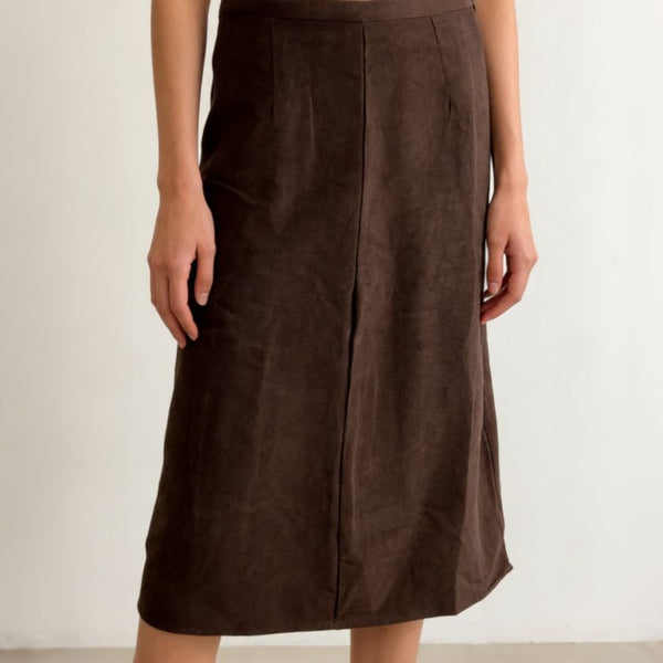 High-waisted pleated A-line skirt