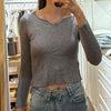 V-neck fitted striped knitted top